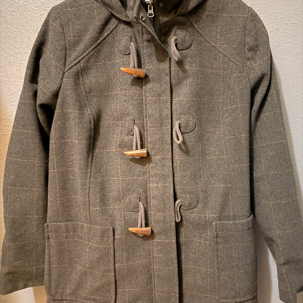 Gray Toggle Coat with Hood